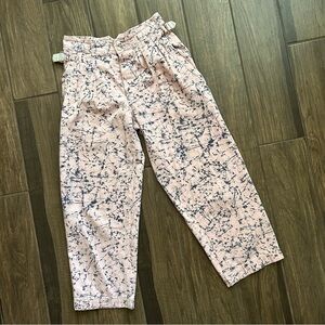 VTG Et Vous Paint Splatter Wide Leg Crop Pants in Pink Sz 38 EURO/Sz 8 US